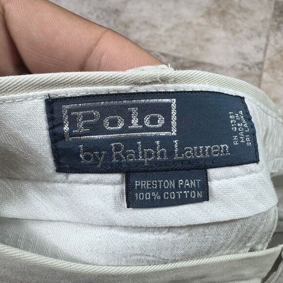 VINTAGE Polo Ralph Lauren Pants 36x32 Tan Chino Khaki Preppy Preston Chino - Picture 7 of 9